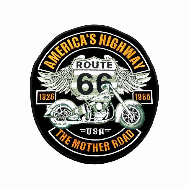 ワッペン 大きい アイロン 刺繍 ROUTE66 バイク ハイウェイ ビッグ