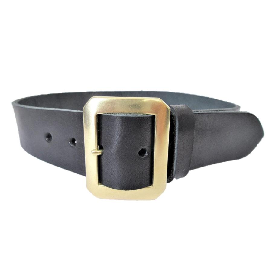 真鍮製八角バックル 栃木レザーベルト 黒 40mm幅 本革 日本製 牛革
