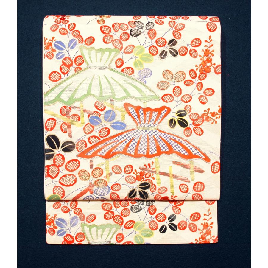 アンティーク帯 袋帯 紗 萩 東屋 紋紗 紗綾型 夏帯 夏着物 美品 レトロ