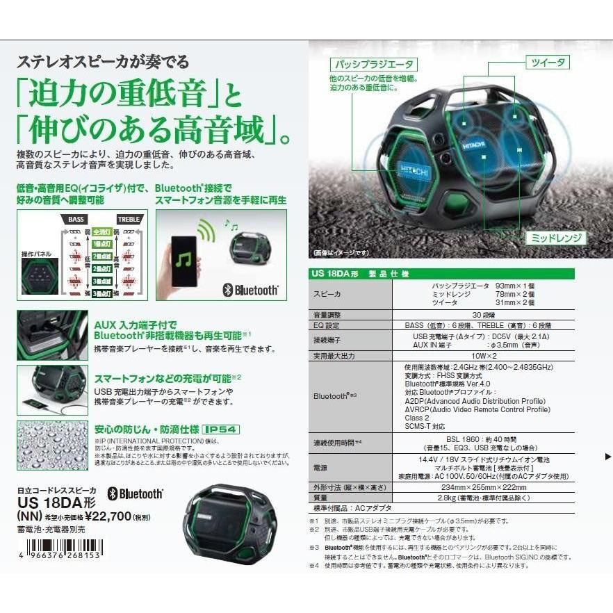HiKOKI ハイコーキ 旧 日立 14.4V 18V コードレススピーカ US18DA