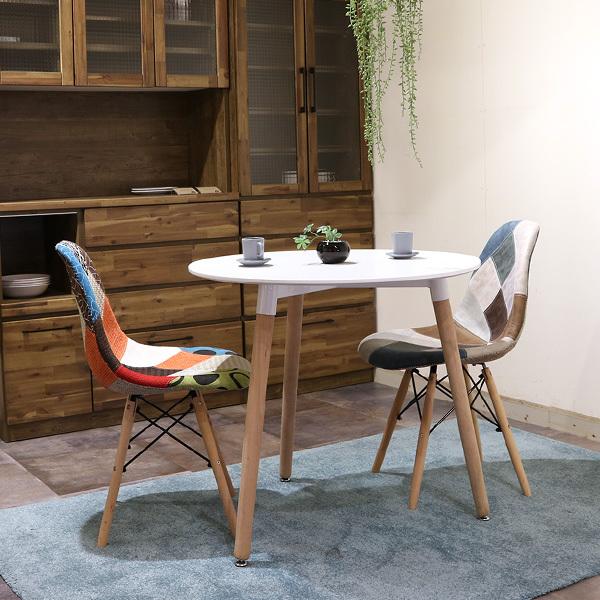 ダイニングテーブルセット 2人 円形 丸テーブル 天板 ホワイト