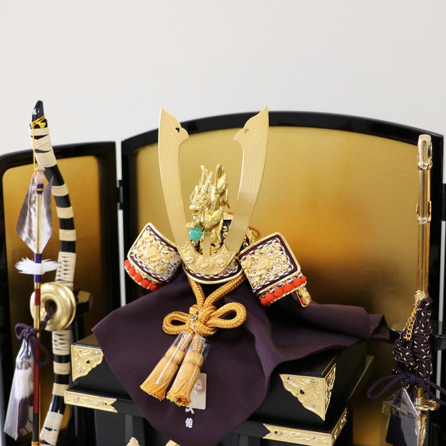 久月】五月人形 京甲冑 平安武久 作 本金箔押 正絹緋縅8号兜平飾り