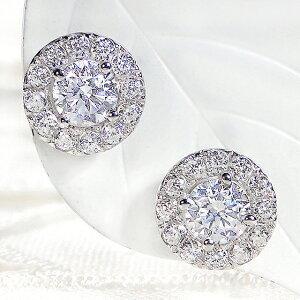 Pt900 ダイヤモンド ピアス 0.8ctUP プラチナ ダイヤ 取り巻き 人気 PT