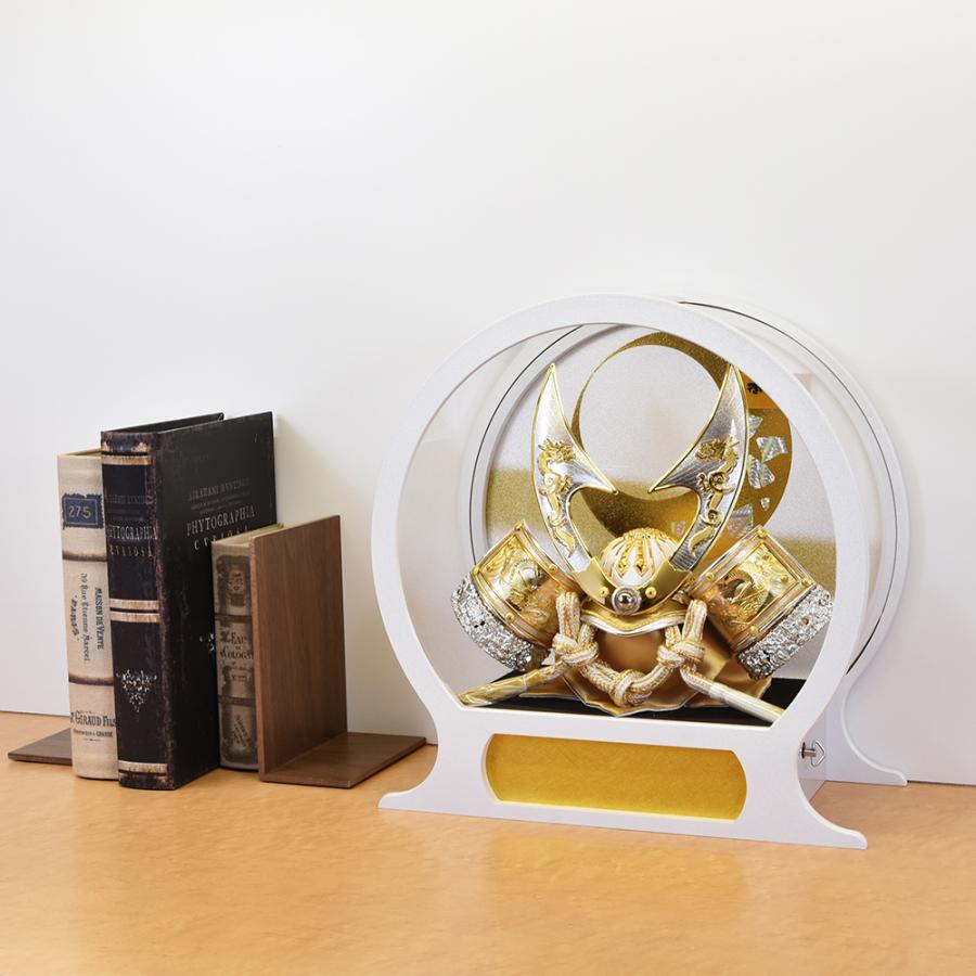 五月人形 コンパクト おしゃれ ケース入り 丸型 兜 丸形 円 白 色