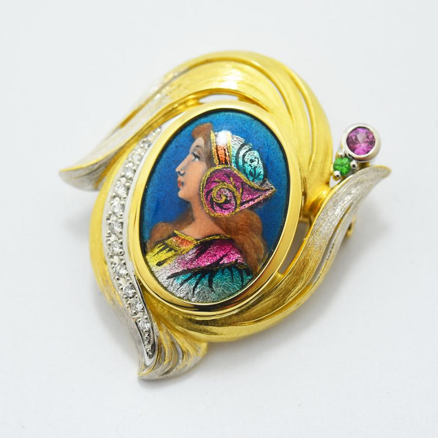 梶 光夫 ブローチ エマイユ MITSUO KAJI ペンダントトップ エマーユ