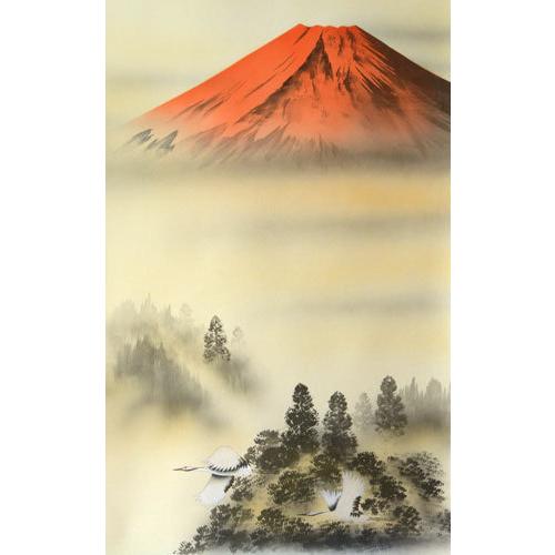 掛軸 赤富士 岳村 (掛け軸 尺五立) 幅54cm×丈185cm : 大瑠堂 - 通販