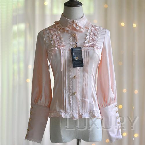 即納 現品限り】ロリータ服 ブラウス フリル シャーリング 長袖