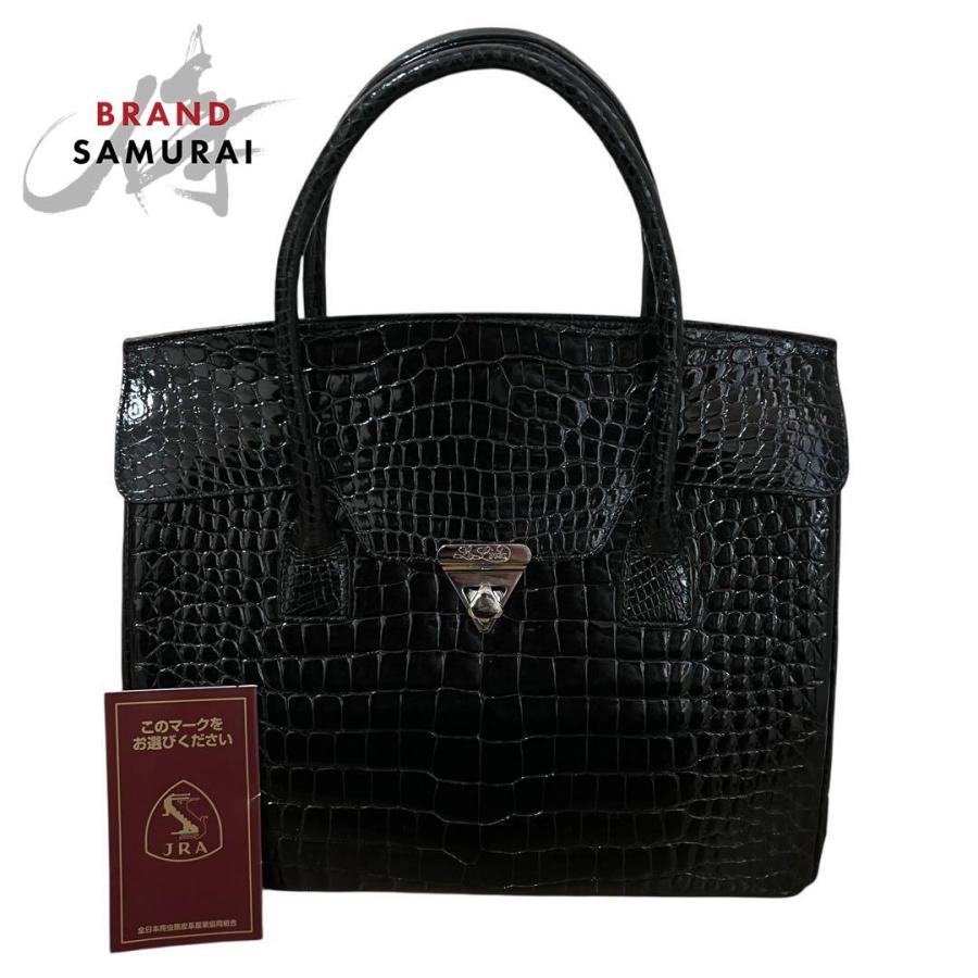 no brand ノーブランド JRA エキゾチックレザー ブラック シルバー金具