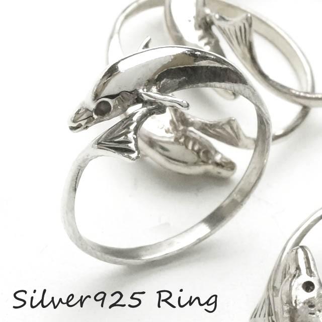 シルバー925 メンズ レディース リング イルカ いるか 魚が指に巻き