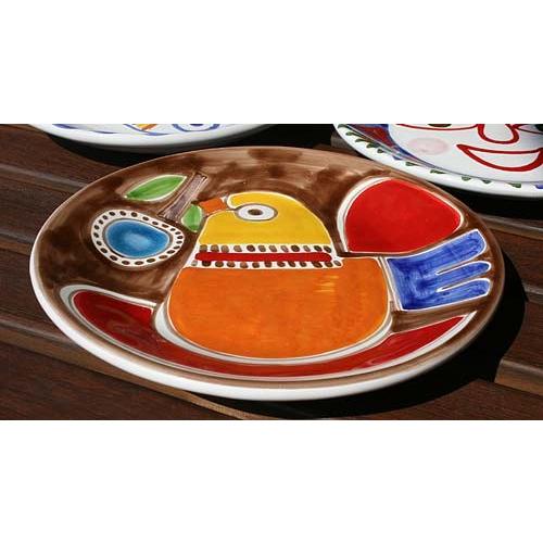 イタリア製 輸入雑貨 シチリア 陶器 絵皿 壁飾り 壁掛け 手描き 鳥