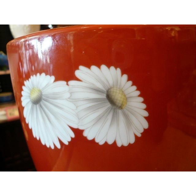 ノリタケ オールドノリタケ 朱地白菊紋火鉢 大正時代の製品 日陶会社