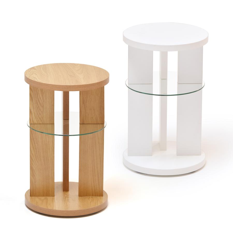 サイドテーブル キャスター付き 丸 丸型 円形 収納 棚 スリム