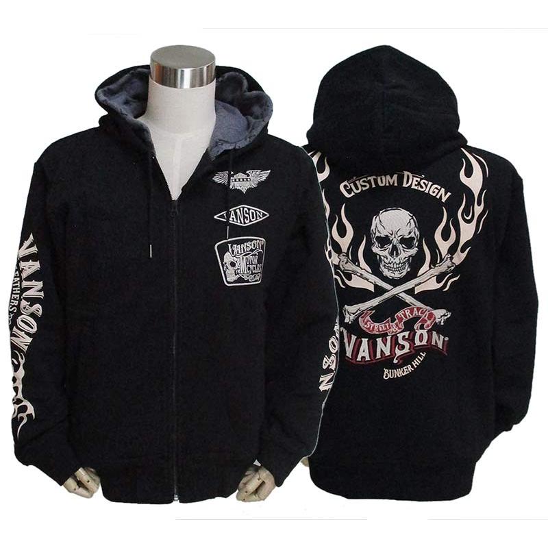 VANSON（バンソン） メンズ ストール付き ZIPパーカー スウェット 刺繍