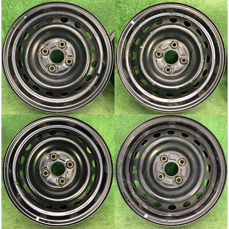 ☆14インチ 中古 鉄ホイール 4本 4穴 PCD100 ハブ54mm☆ : タイヤ
