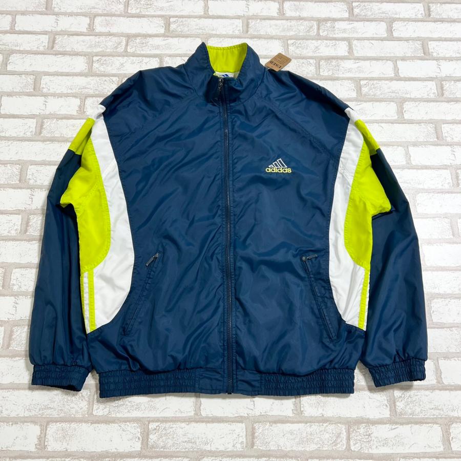 adidas（アディダス） 【古着】紺 黄緑 ネイビー フルジップナイロン