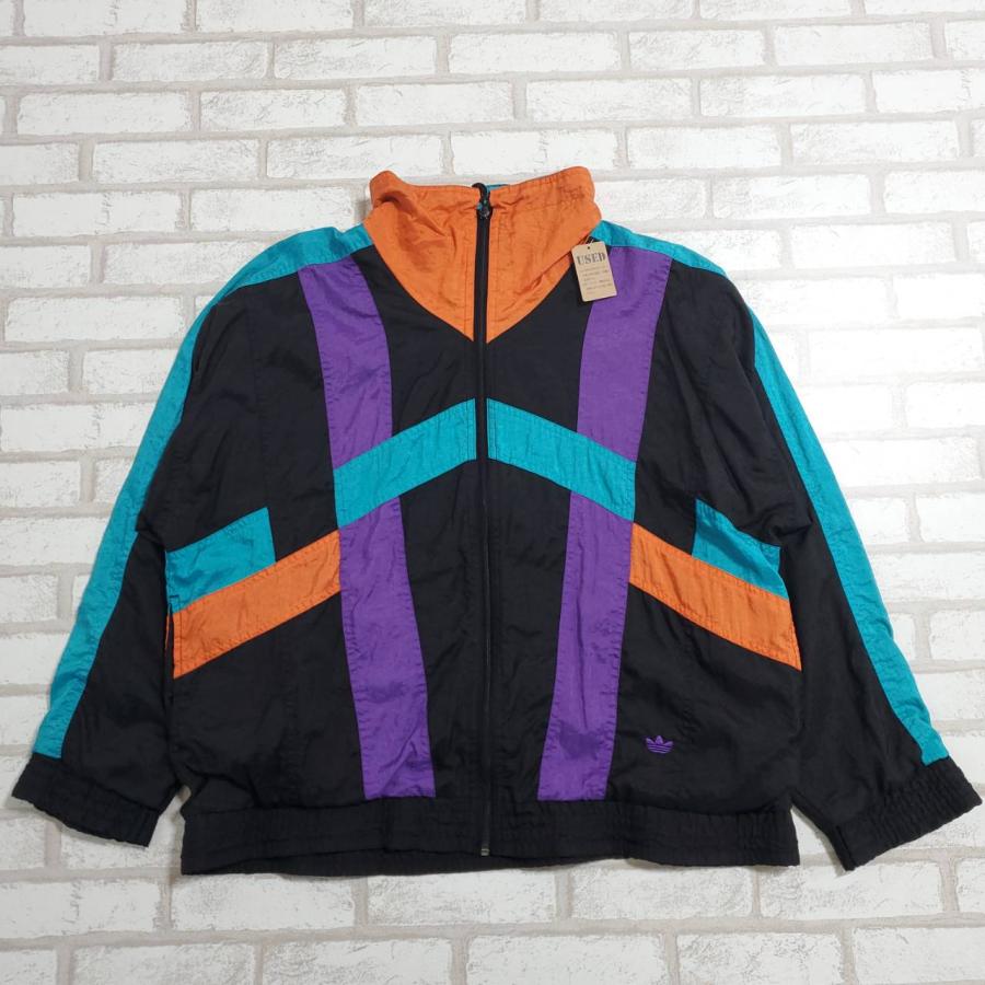 adidas（アディダス） 【古着】ナイロンジャケット 黒 青 オレンジ 紫