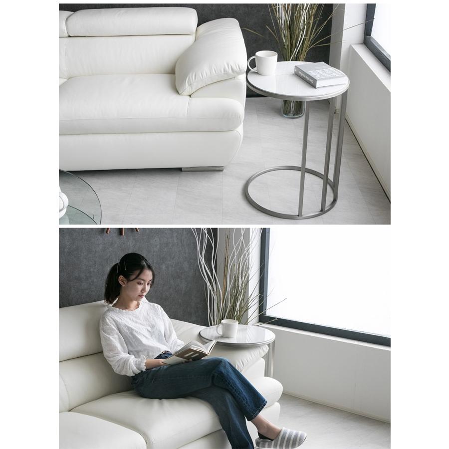 サイドテーブル 大理石柄 高級感 丸 モダン ステンレス 45 円形