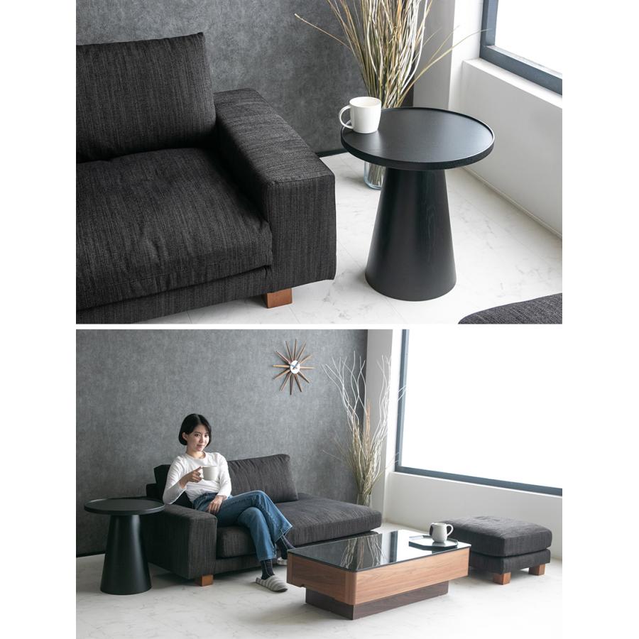 サイドテーブル ウォールナット オーク 突板 天然木 丸型 モダン