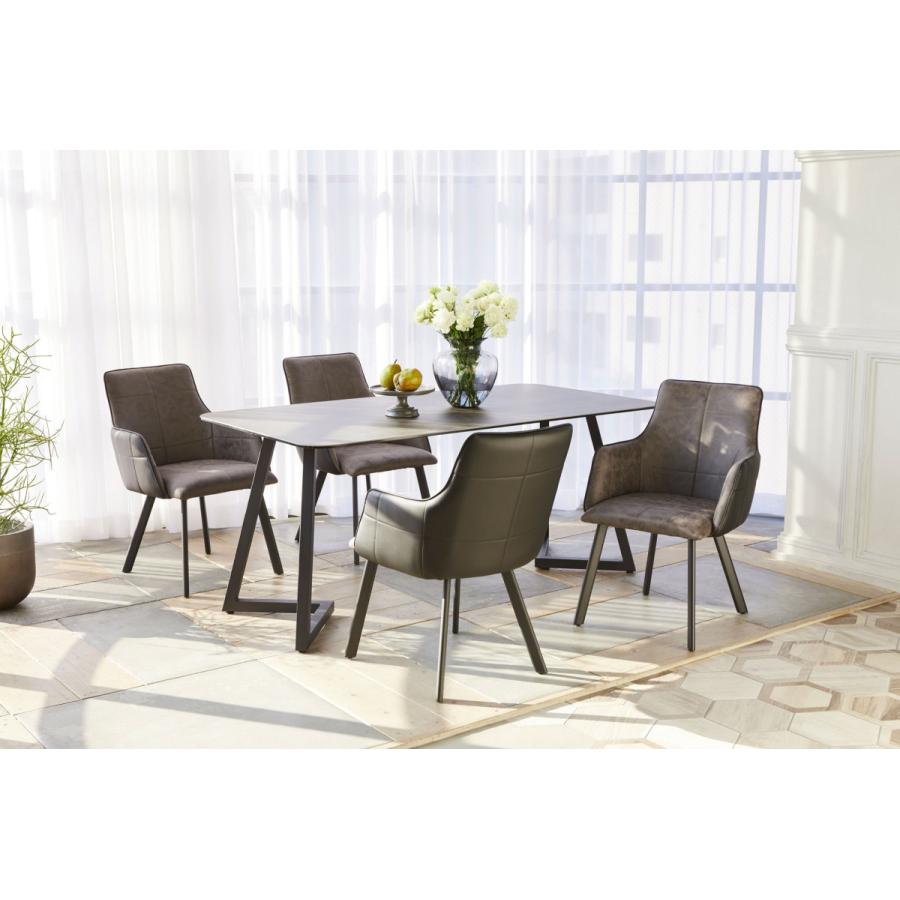 ダイニングチェア 2脚セット ファブリック 合成皮革 スチール脚