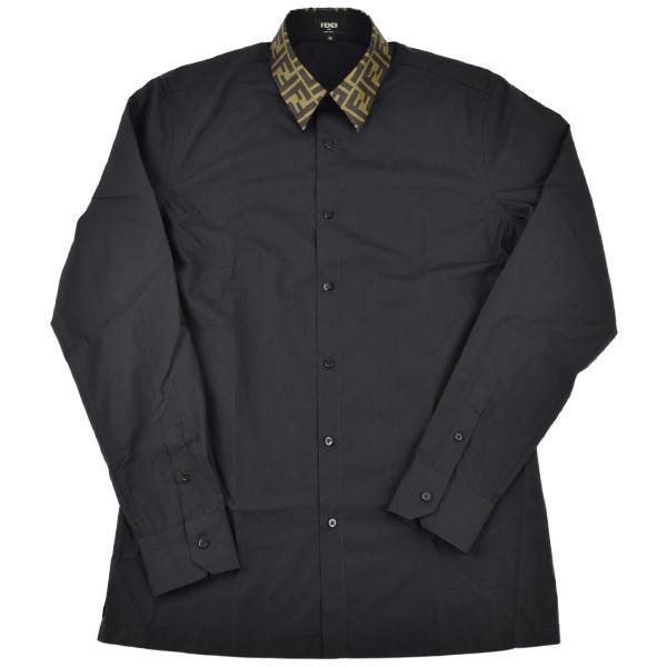 FENDI（フェンディ） ズッカ柄カラー シャツ/ブラック/ FS0751 A4S6