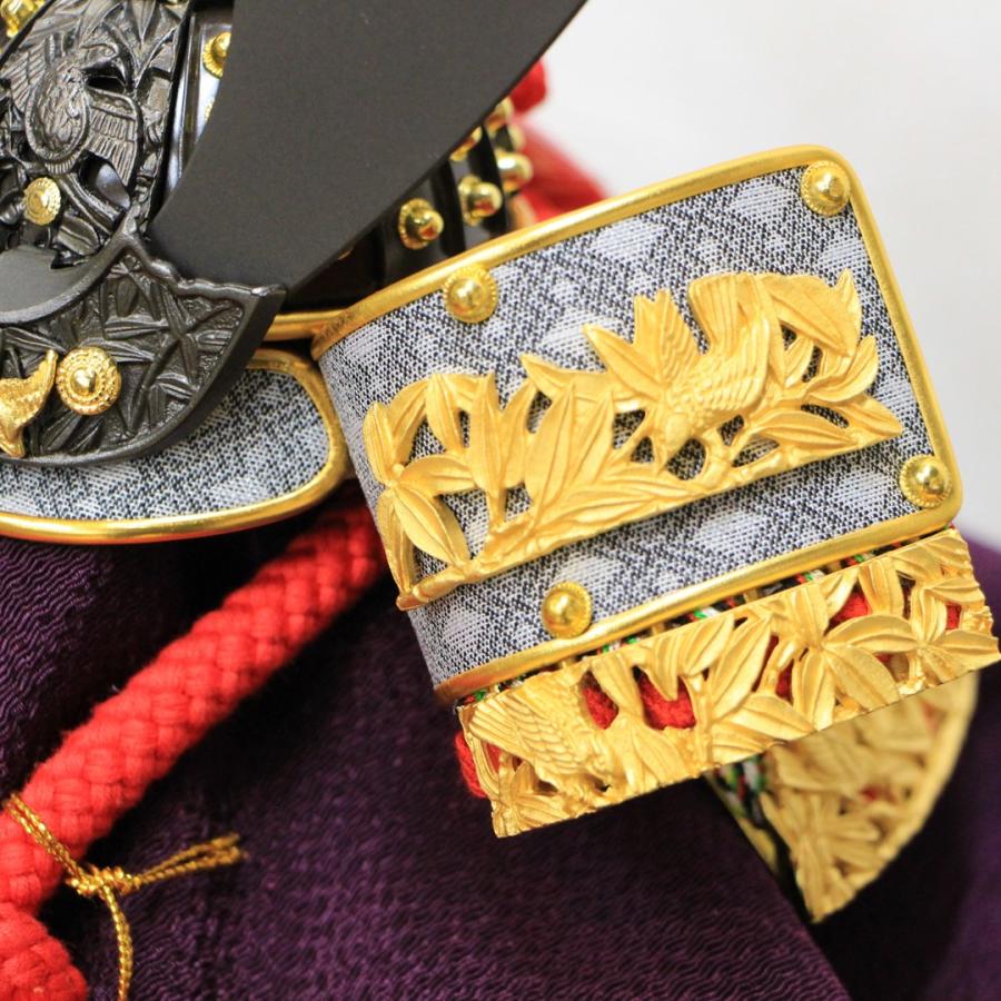 五月人形 一徳作 国宝デザイン兜 8号 竹雀兜 金箔押し小札 紗張り京櫃