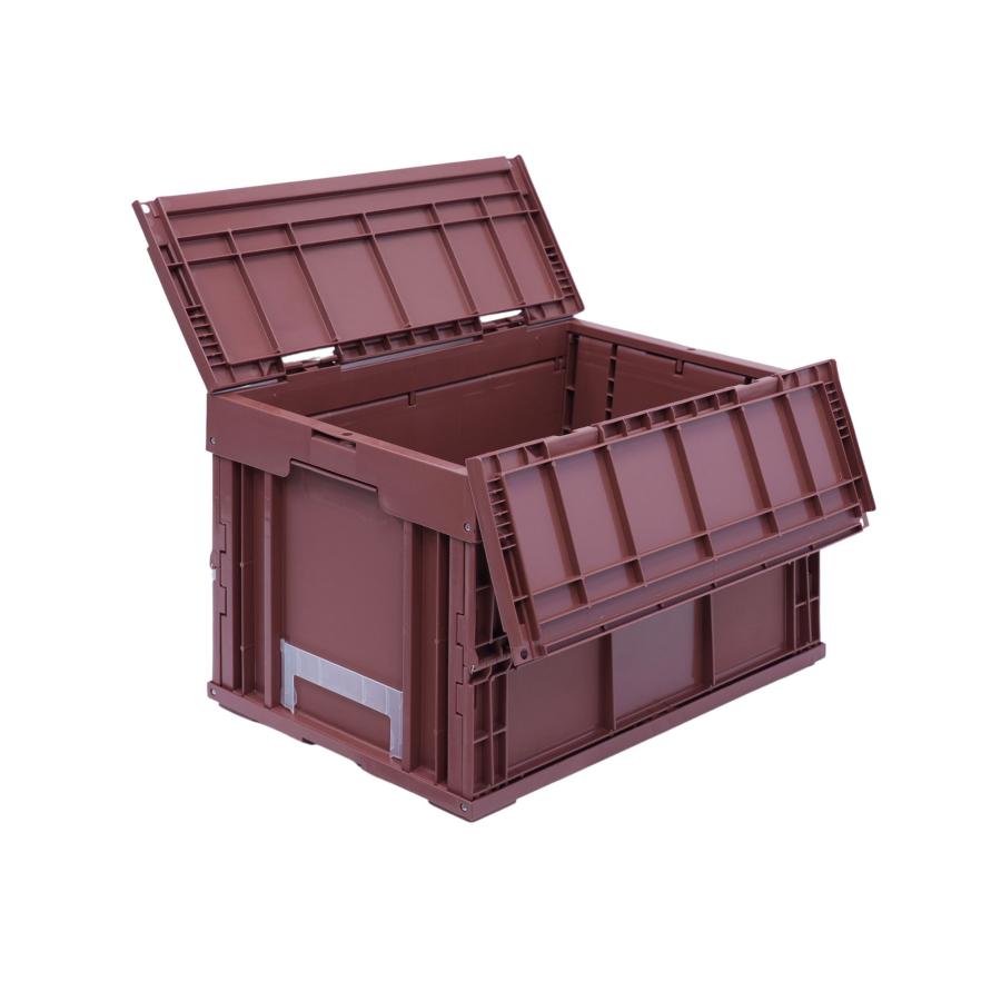 松本産業 折りたたみコンテナ フタ付き 50L レッドブラウン ( F50RE