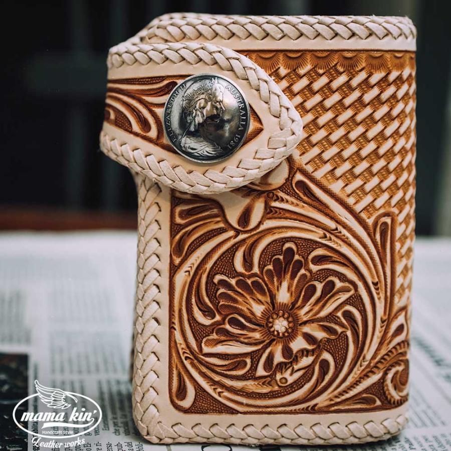 二つ折り財布/カービングウォレット/バイカーズウォレット/ライダース