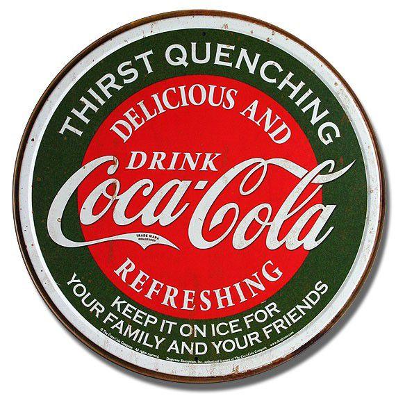 C3 ブリキ看板 COCACOLA コカコーラ 丸型 THIRST QUENCHING レッド