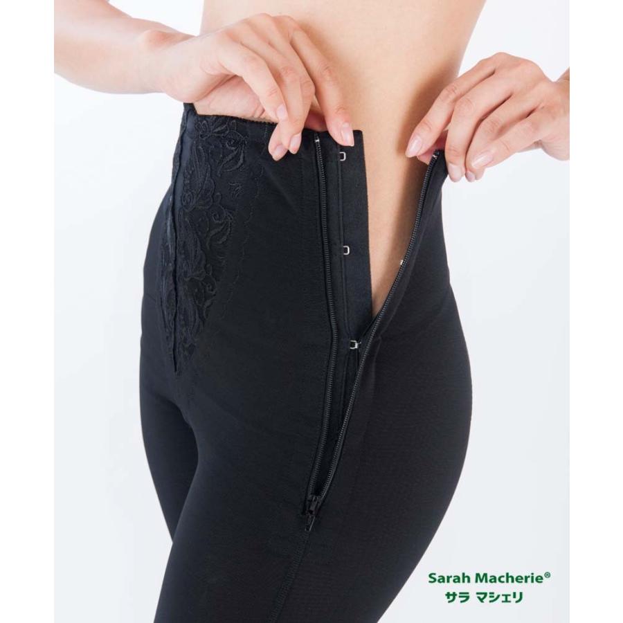 サイドファスナー付オープンクロッチ ニーロングガードル ひざ下丈