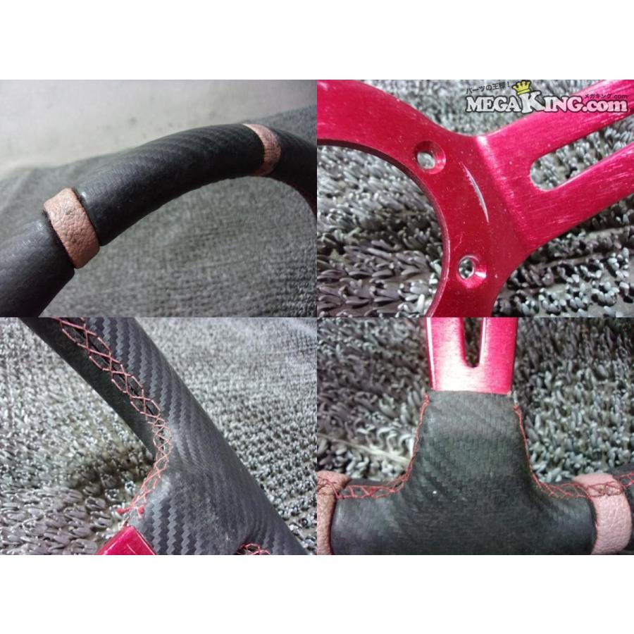 社外 ステアリング ハンドル 35cm カーボン調 汎用 / 2R9-844