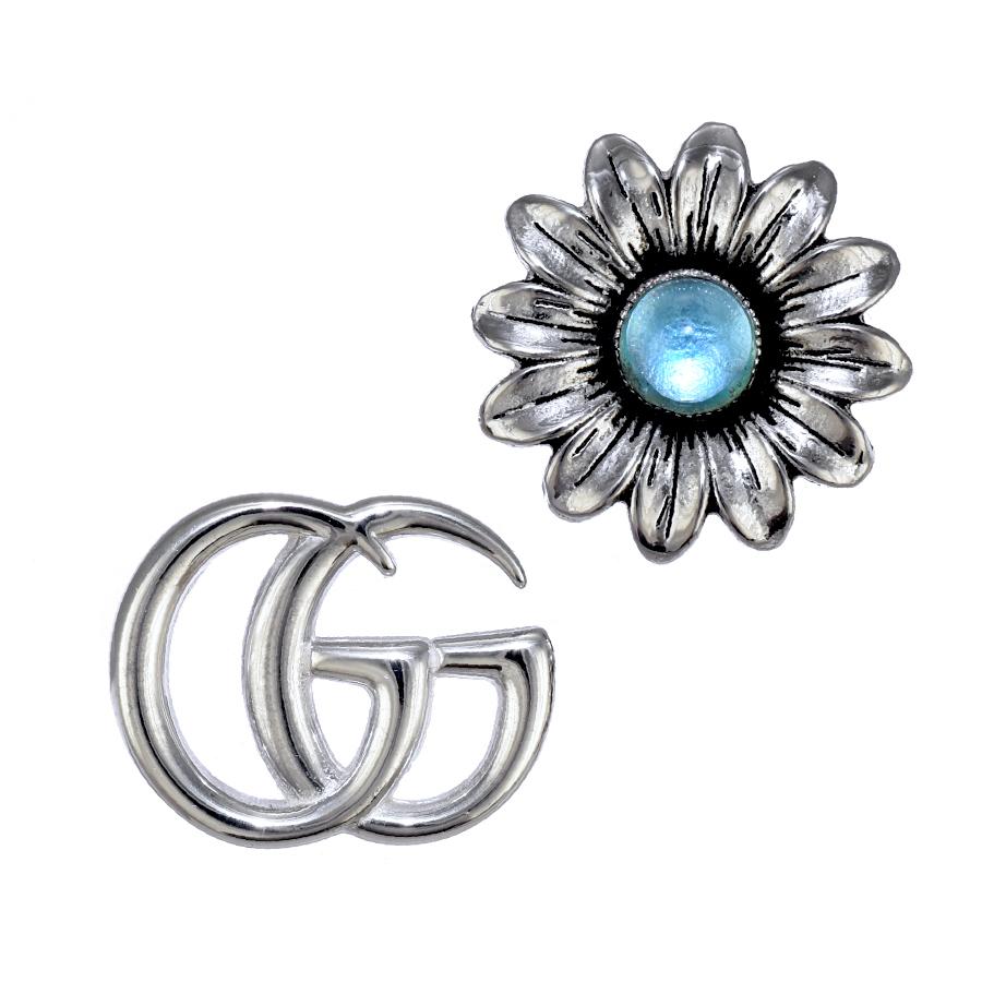 GUCCI（グッチ） ダブルG スタッズ ピアス フラワー ブルートパーズ
