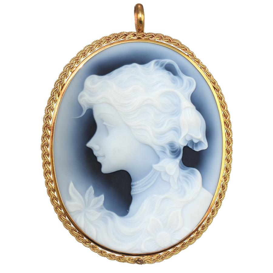 新品同様 ストーンカメオ メノウ ブローチ ペンダントトップ チャーム