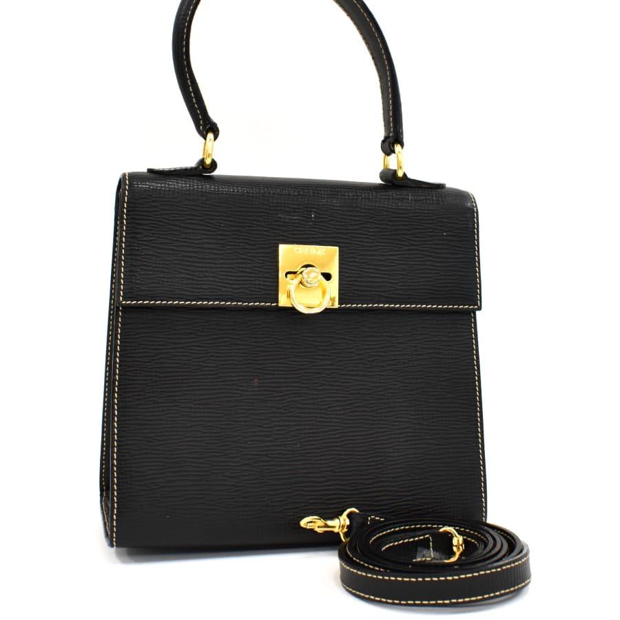 CELINE（セリーヌ） ハンドバッグ ロゴプレート サークル ブラック