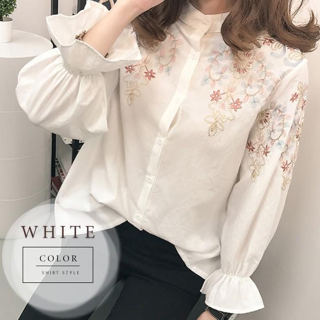 Lace Ladies（レースレディース） 花刺繍シャツ トレンド 刺繍 花柄