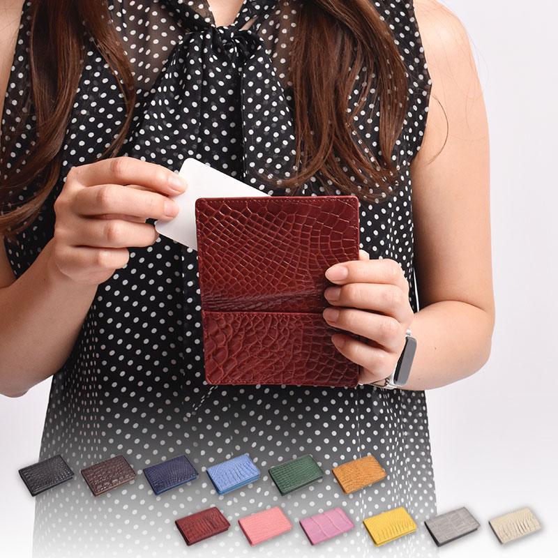 MGSABLE 名刺入れ クロコダイル レディース 本革 メンズ カードケース