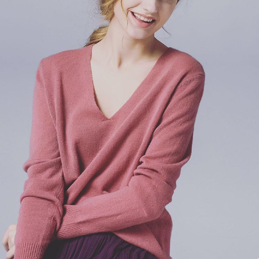 上質カシミヤVネックセーター、ローズピンク系 : 三和軒 - 通販
