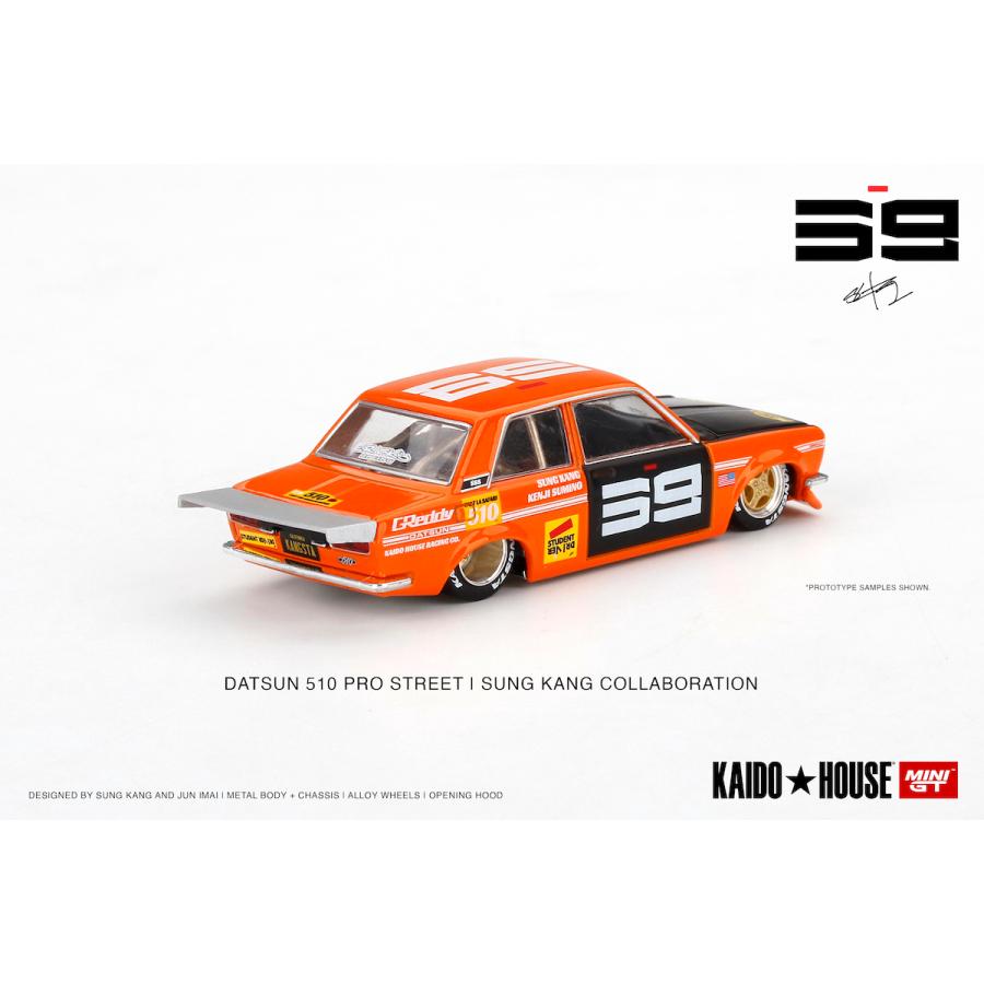 MINI GT KHMG004 ダットサン 510 プロストリート SK510 オレンジ (左