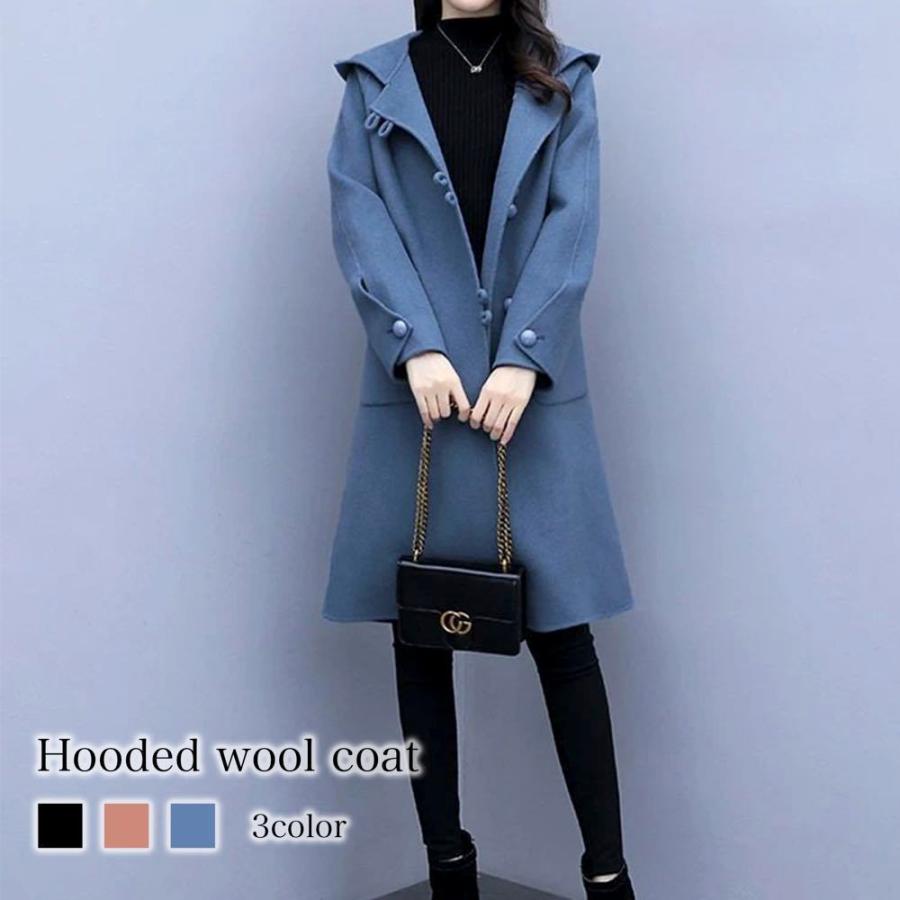 ダッフルコート レディース フード付きウールコート 春 秋 安い 30代