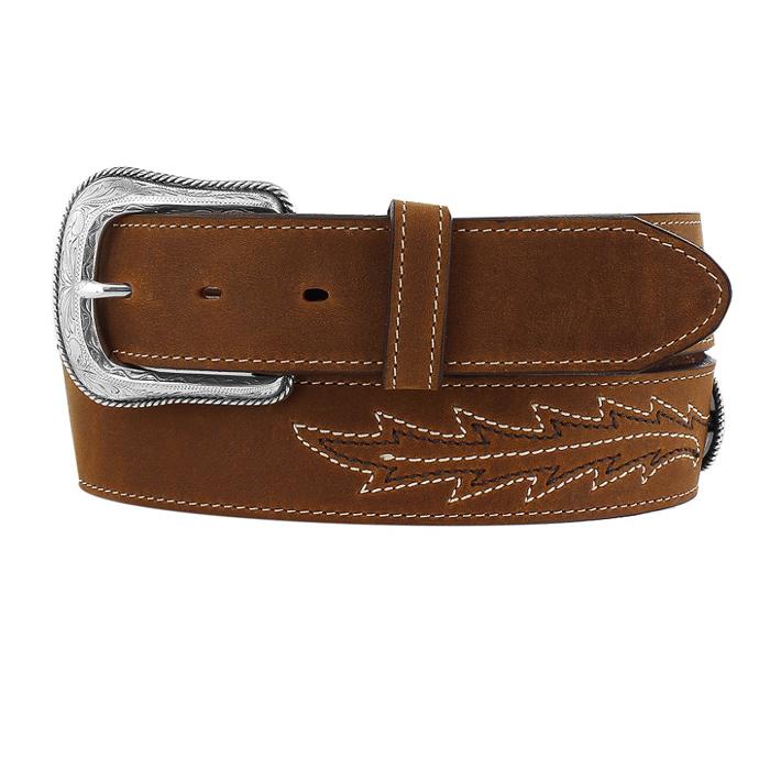 ジャスティン レザー ベルト ブラウン コンチョ付き メイドインUSA