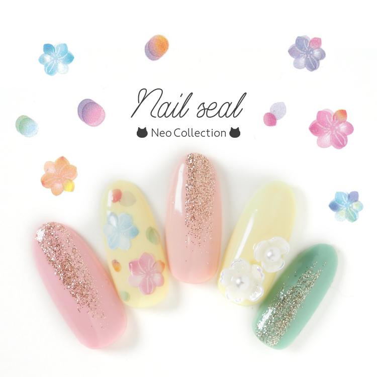 ネイルシール シャボンフラワー 【HC-110】 水彩風 パステル ジェル