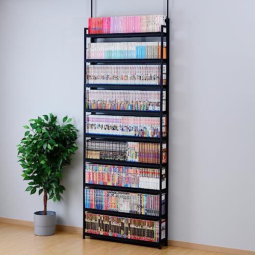 山善] 本棚 (突っ張り) 大容量 スリム 全体耐荷重180* 幅81*奥行15.5