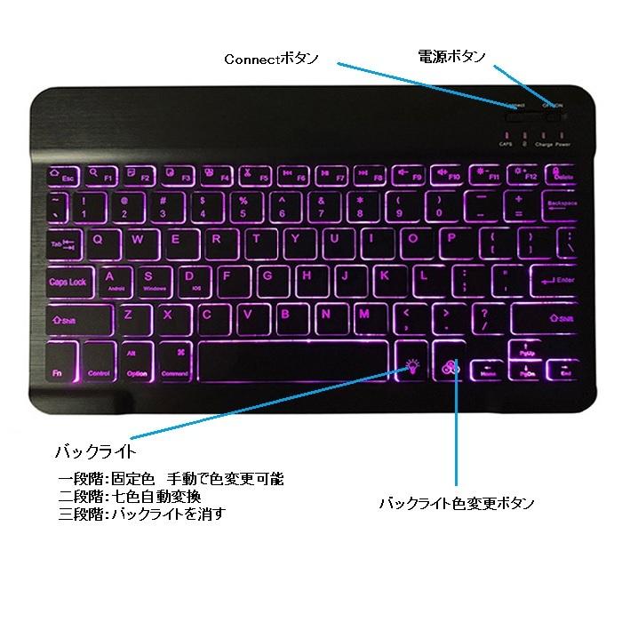 Bluetooth キーボード 超薄 7カラーLEDバックライト タブレット iPad