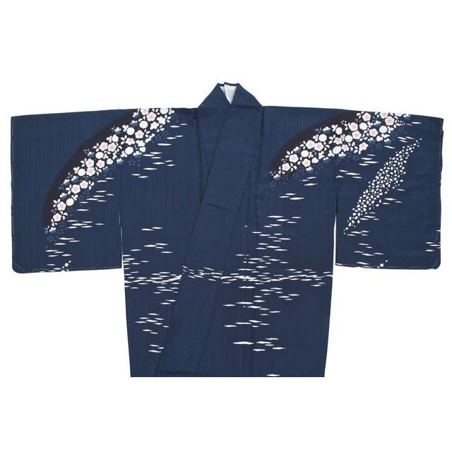 訪問着 袷 紺 藍色 絵羽文様 絵羽柄 辻が花 辻ヶ花 沙羅双樹 夏椿 藤