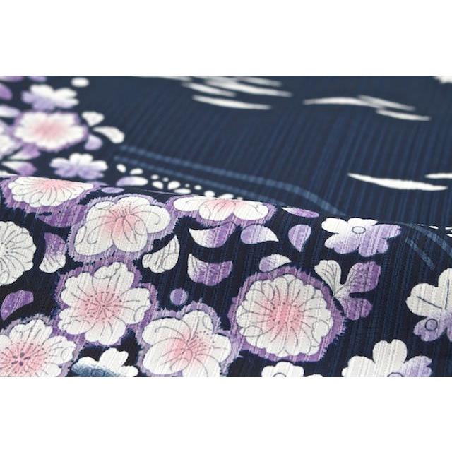 訪問着 袷 紺 藍色 絵羽文様 絵羽柄 辻が花 辻ヶ花 沙羅双樹 夏椿 藤