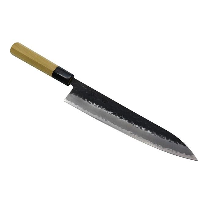 翁流 黒打槌目 青紙スーパー 牛刀 刃渡り240mm ステンレス本割込み 朴