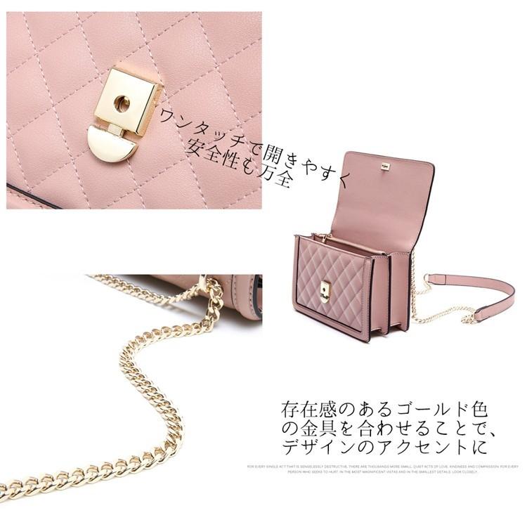 ショルダーバッグ レディース 本革 キルティング 斜めがけ 軽い ピンク