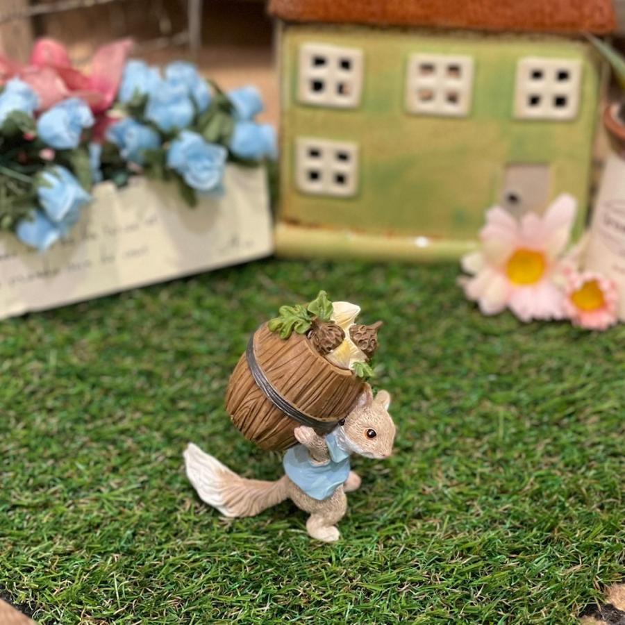 リス レトロ アンティーク風 昭和レトロ 置物 樽かつぎ 力持ち