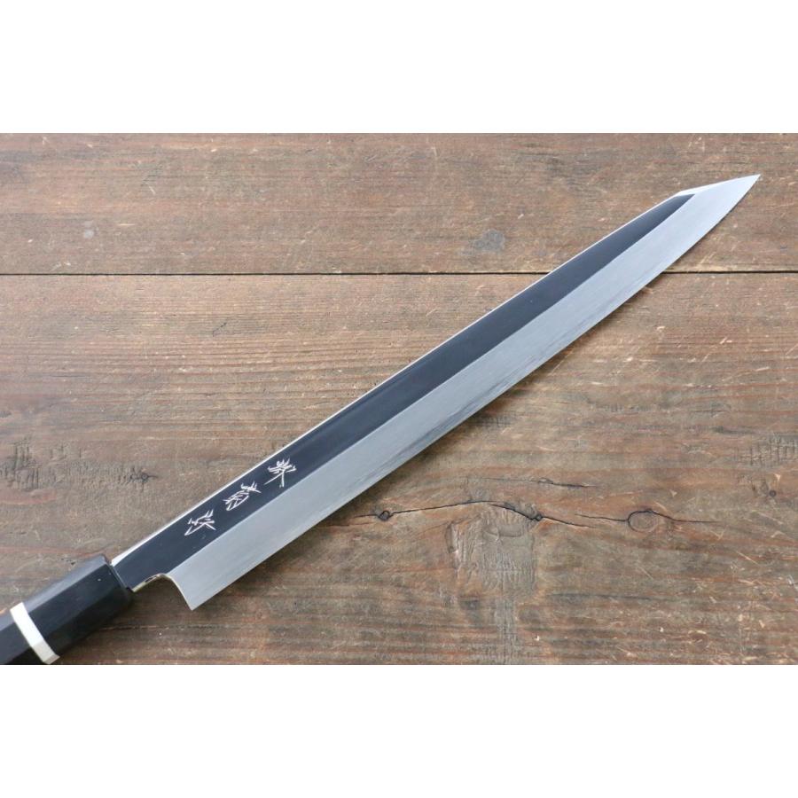 堺 菊守 R2/SG2 鏡面仕上げ 切付柳刃包丁 300mm 黒檀柄 (白輪） : 清助