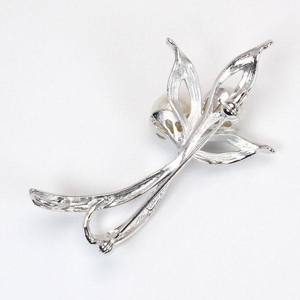 パール ブローチ 真珠ブローチ フォーマル 植物モチーフ 本真珠 あこや