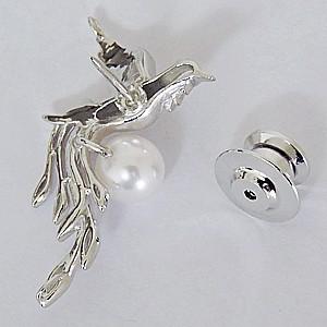 パール ブローチ ラペルピン 真珠 アコヤ真珠 あこや真珠 鳳凰